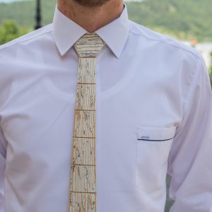 Drevená pánska kravata Retro sivá "MARKstyle"
