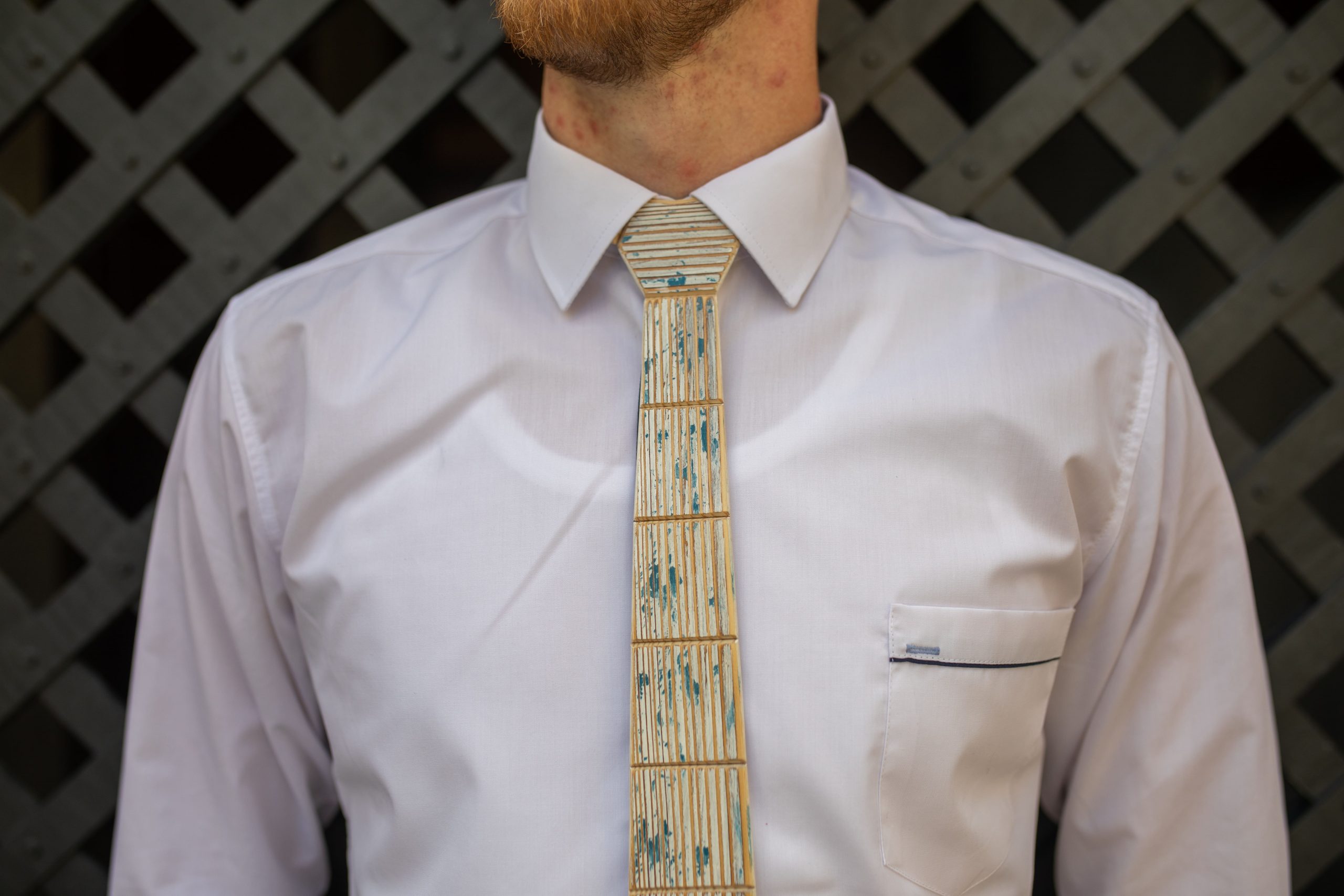 Drevená pánska kravata Retro modrá "MARKstyle"