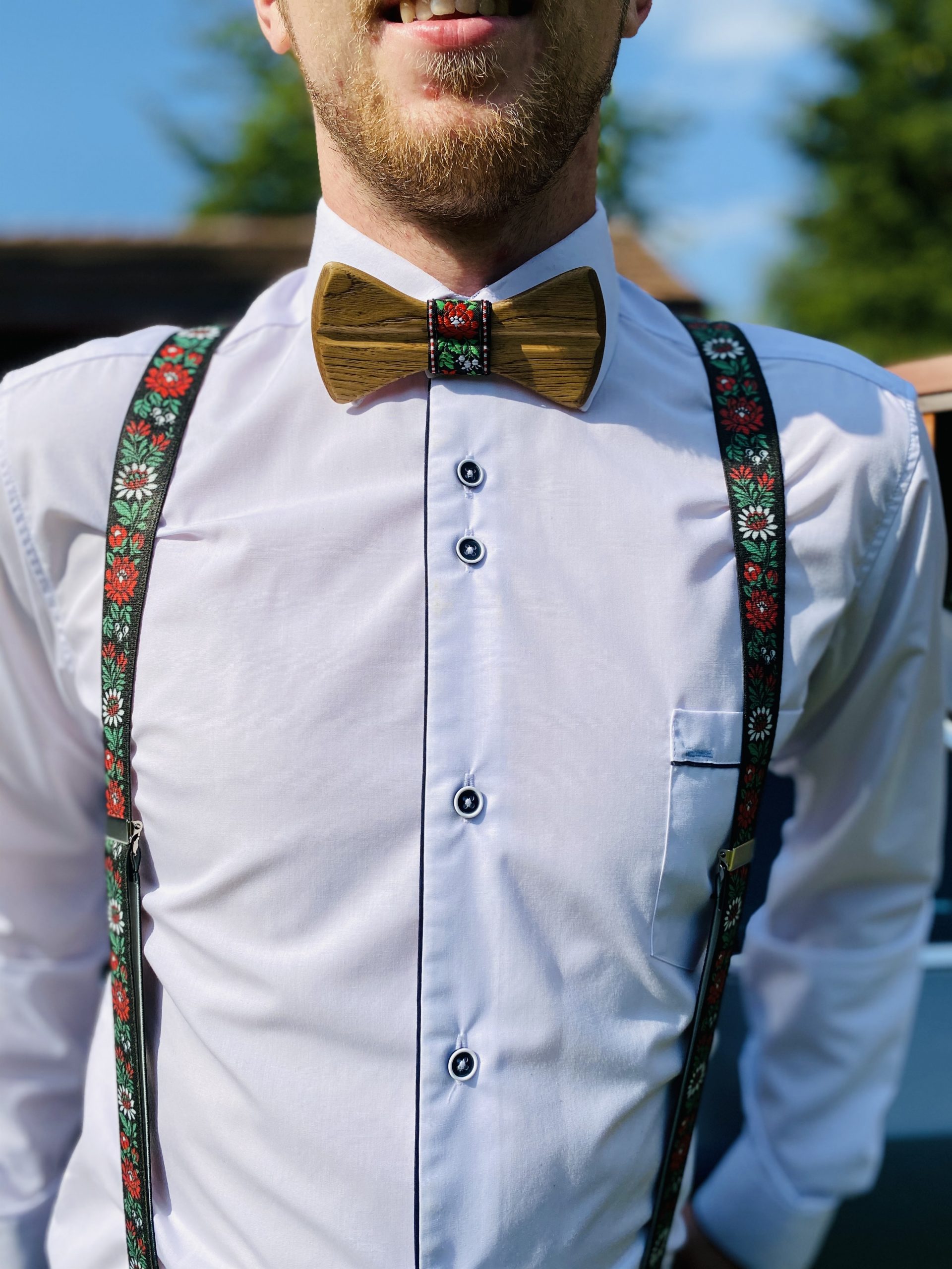 SET Drevený pánsky motýlik Folk 3 orech2 "MARKstyle" + traky