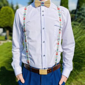 SET Drevený pánsky motýlik Folk 5 prirodny1 "MARKstyle" + traky