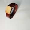 Bordový kožený opasok drevený orech "MARKstyle"